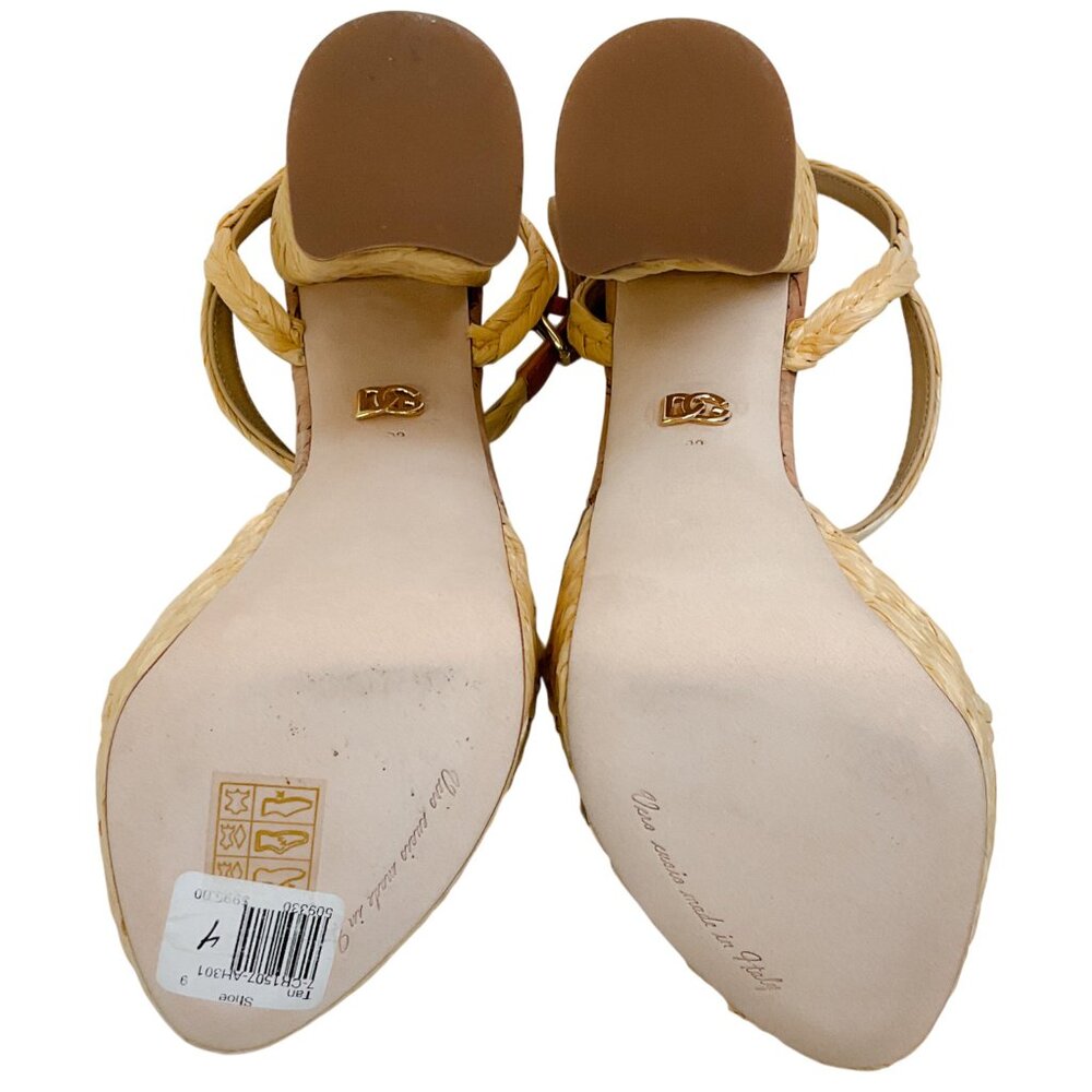 Dolce & Gabbana Natural Raffia Platform Sandals - Picture 8 of 9